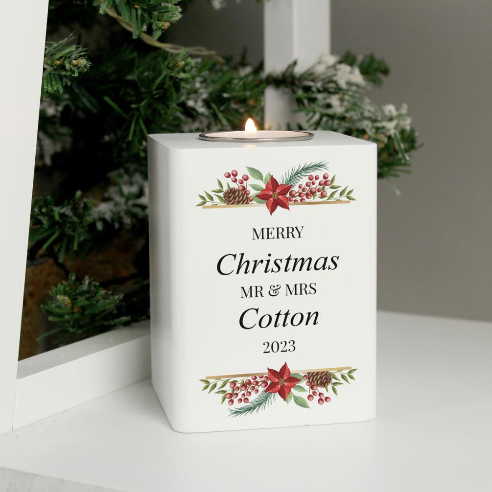 Personalised Christmas Wooden Tealight Holder Extra Image 2